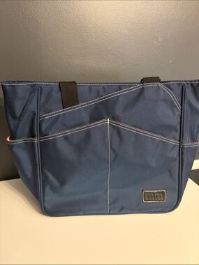 Navy Blue Everyday Tote with Black Straps